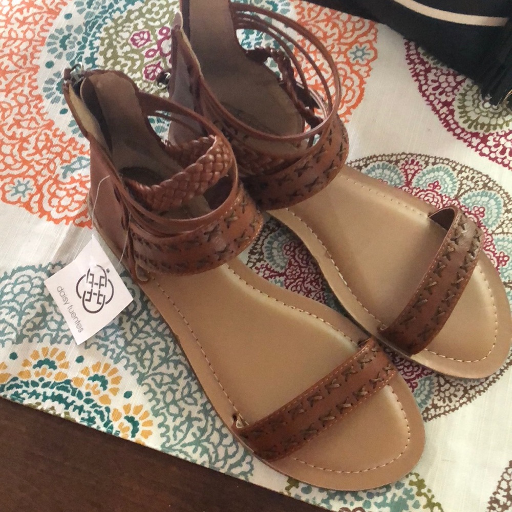 Leather zip up sandals